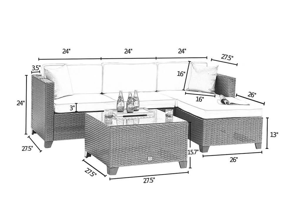 Inhabitr's 5 Piece Outdoor Sofa 3