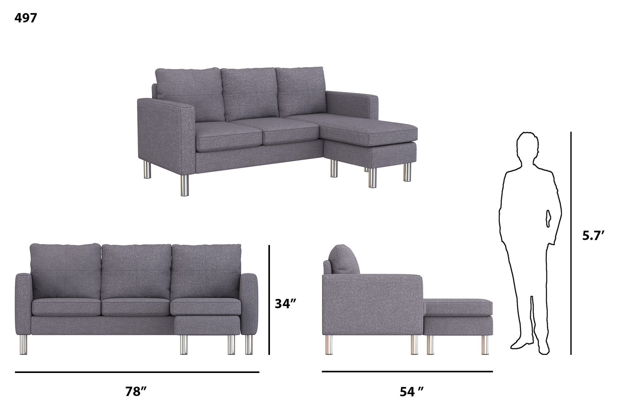 Small Space Modern Troy Sectional Sofa 2